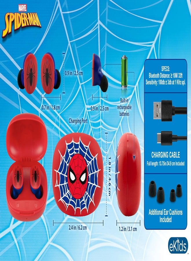eKids Spiderman Wireless Earbuds with Microphone, Bluetooth Earbuds with Charging Case for Ear Buds, Great Stocking Stuffers for Kids - Image 3